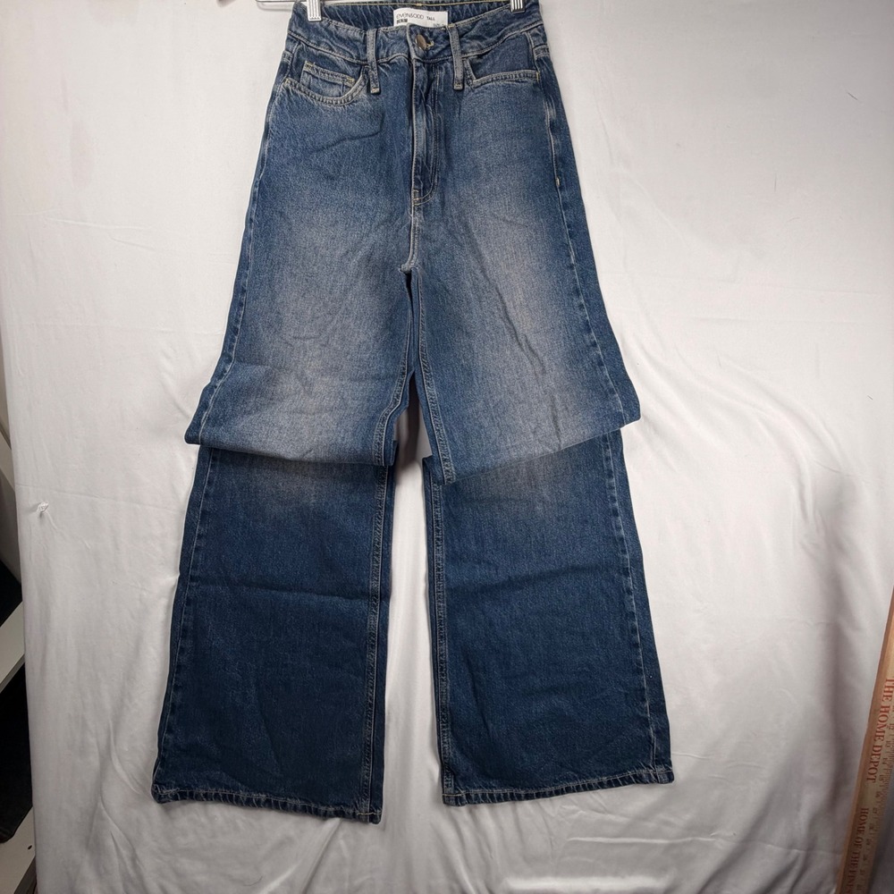 Y2K Even&Odd Tall Wide Leg Jeans Size 34 Blue Denim High Rise